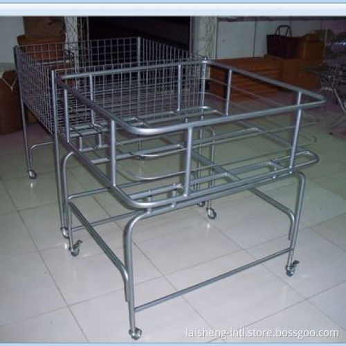 Dump Wire Bin with Four Casters and Powder-coated Surface Finish
